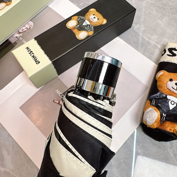 Moschino Black Biker Teddy Bear Folding Umbrella - Picture 2 of 9